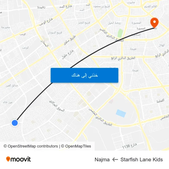 Starfish Lane Kids to Najma map