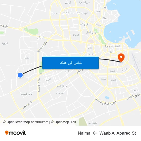 Waab Al Abareq St to Najma map