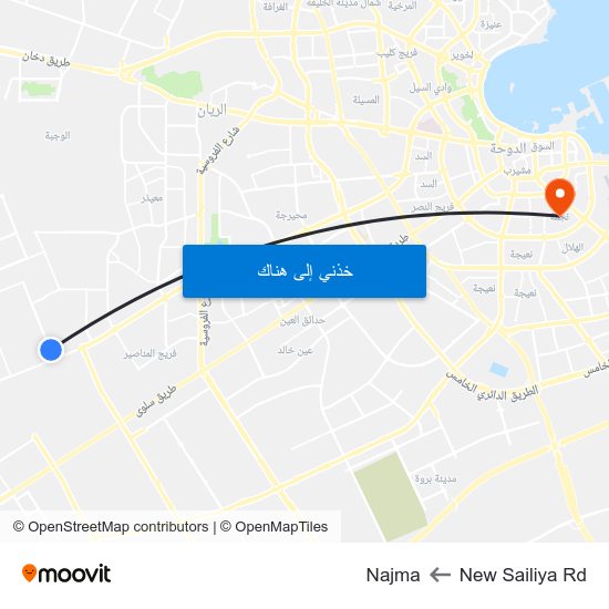 New Sailiya Rd to Najma map