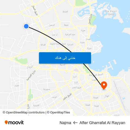 After Gharrafat Al Rayyan to Najma map