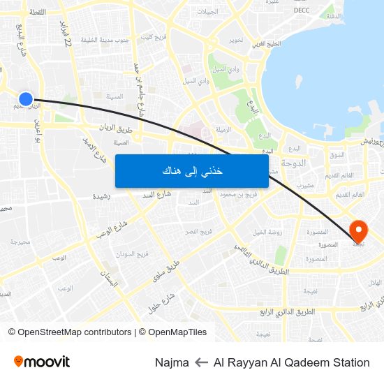 Al Rayyan Al Qadeem Station to Najma map