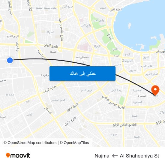 Al Shaheeniya St to Najma map