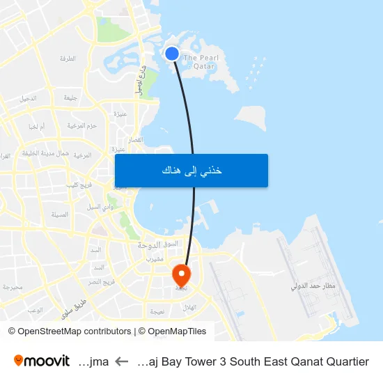 Abraj Bay Tower 3 South East Qanat Quartier to Najma map