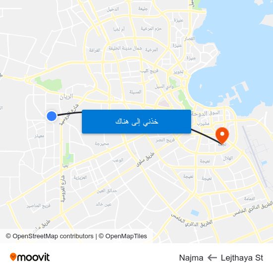 Lejthaya St to Najma map