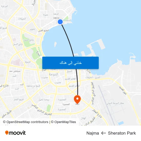 Sheraton Park to Najma map