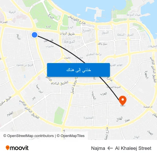 Al Khaleej Street to Najma map
