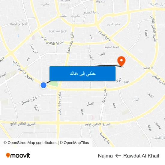 Rawdat Al Khail to Najma map