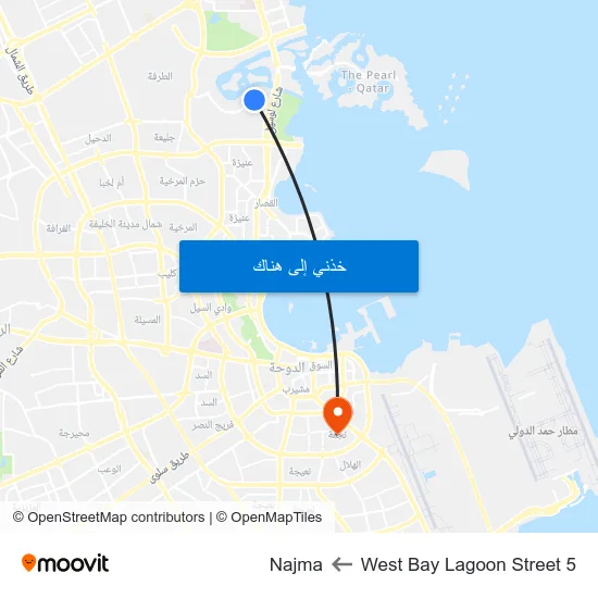 West Bay Lagoon Street 5 to Najma map