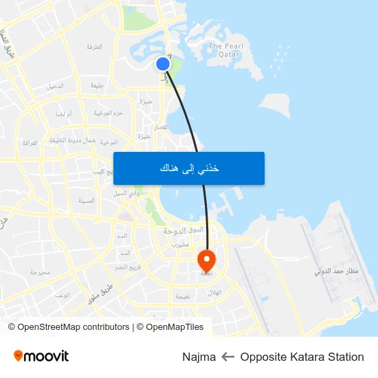 Opposite Katara Station to Najma map