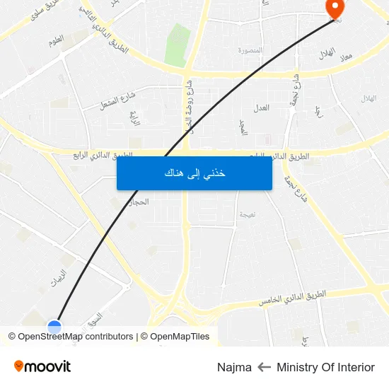 Ministry Of Interior to Najma map