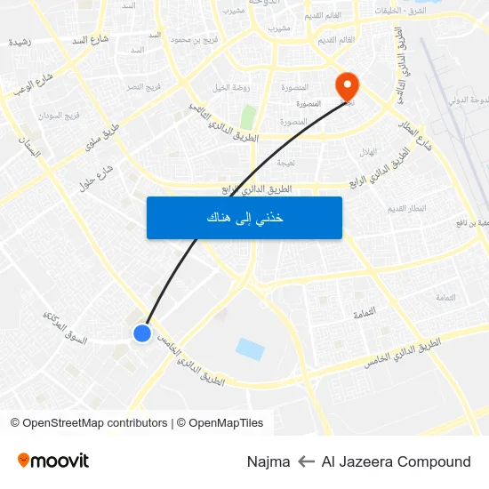 Al Jazeera Compound to Najma map