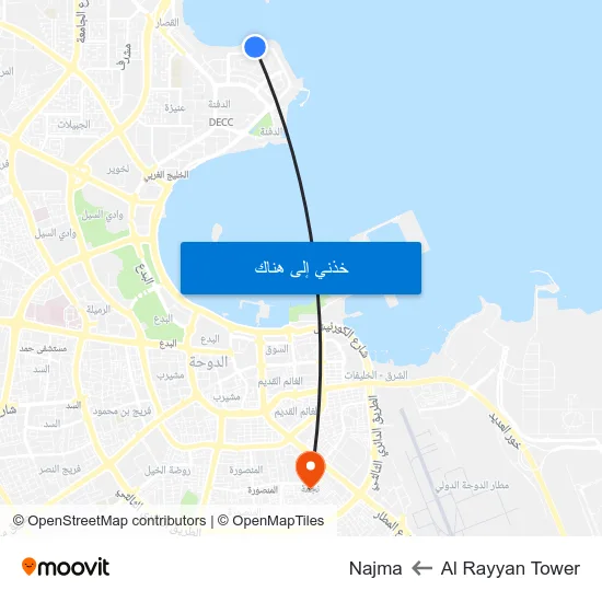 Al Rayyan Tower to Najma map