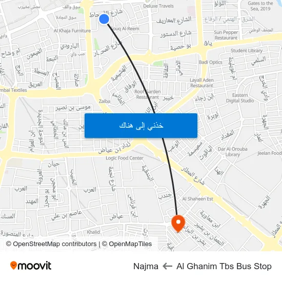 Al Ghanim Tbs Bus Stop to Najma map