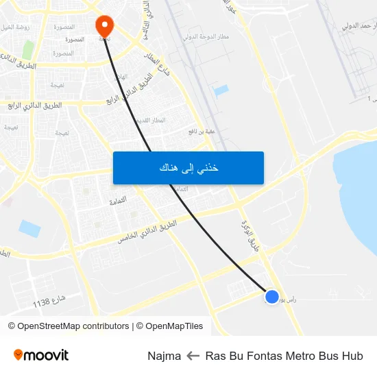 Ras Bu Fontas Metro Bus Hub to Najma map