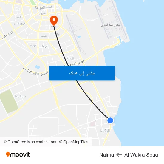 Al Wakra Souq to Najma map
