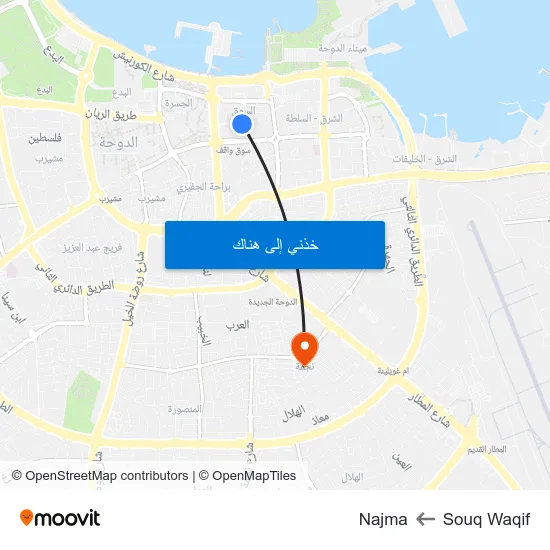 Souq Waqif to Najma map