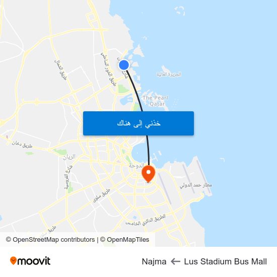 Lus Stadium Bus Mall to Najma map