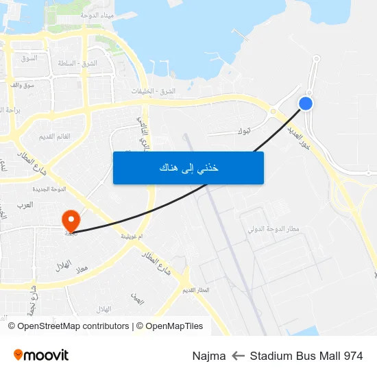 974 Stadium Bus Mall to Najma map