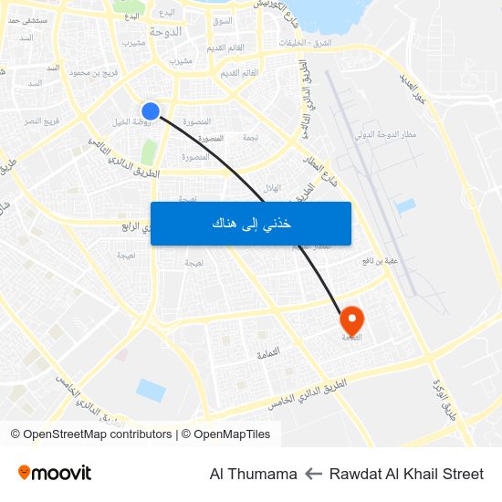 Rawdat Al Khail Street to Al Thumama map