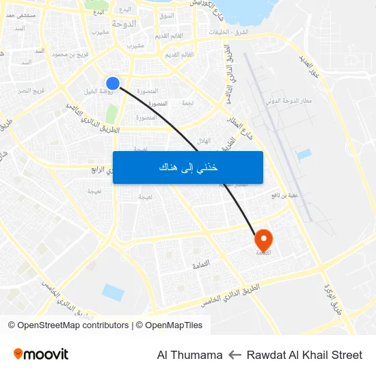 Rawdat Al Khail Street to Al Thumama map