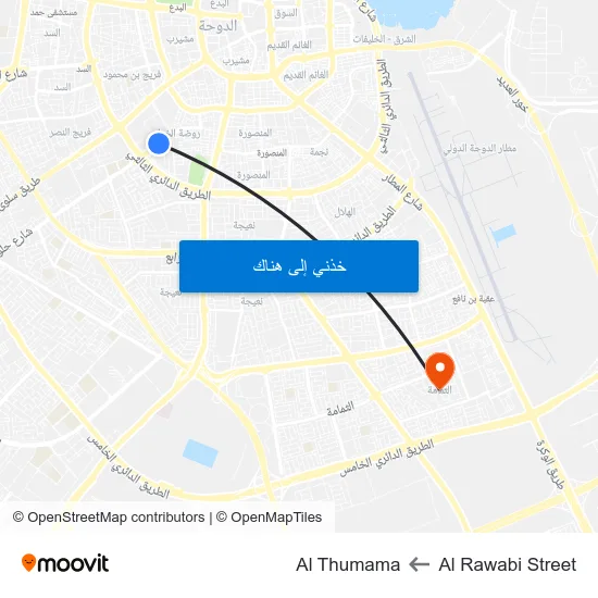 Al Rawabi Street to Al Thumama map