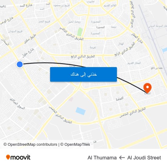 Al Joudi Street to Al Thumama map