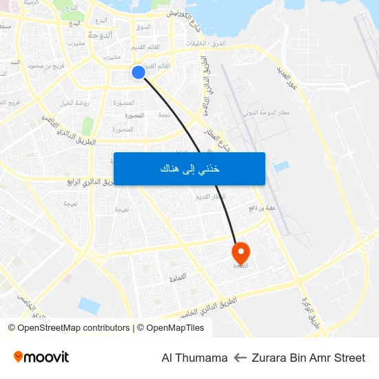 Zurara Bin Amr Street to Al Thumama map