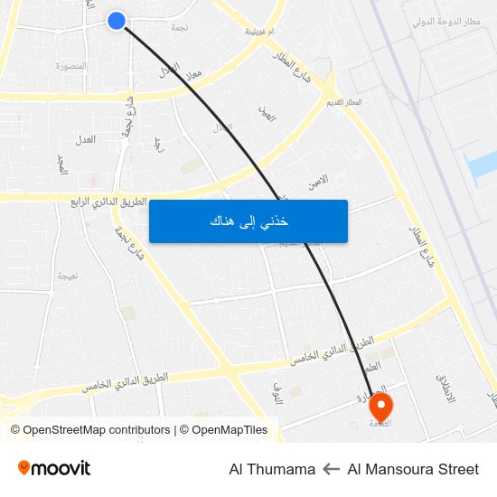 Al Mansoura Street to Al Thumama map