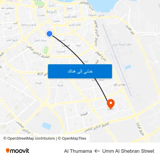 Umm Al Shebran Street to Al Thumama map