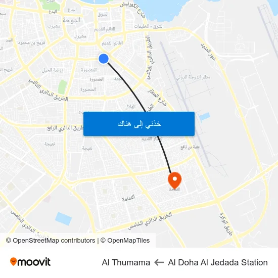 Al Doha Al Jedada Station to Al Thumama map
