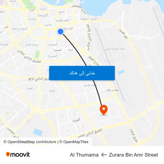 Zurara Bin Amr Street to Al Thumama map
