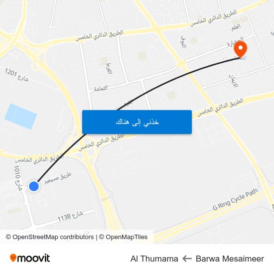 Barwa Mesaimeer to Al Thumama map