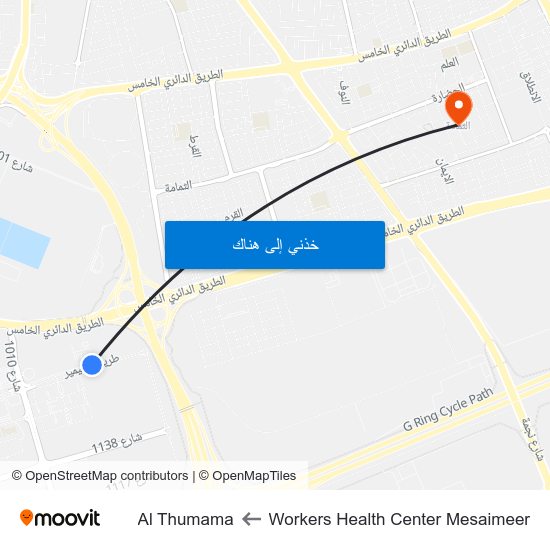 Workers Health Center Mesaimeer to Al Thumama map