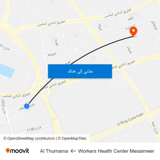 Workers Health Center Mesaimeer to Al Thumama map