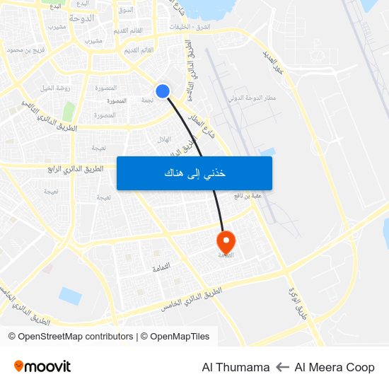 Al Meera Coop to Al Thumama map