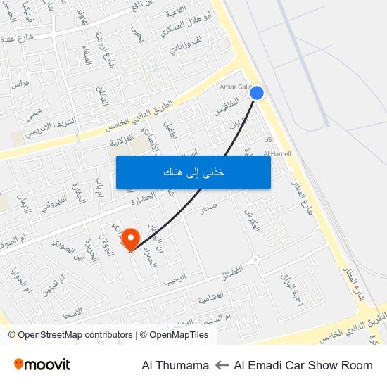 Al Emadi Car Show Room to Al Thumama map