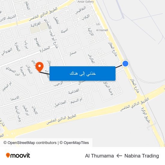 Nabina Trading to Al Thumama map