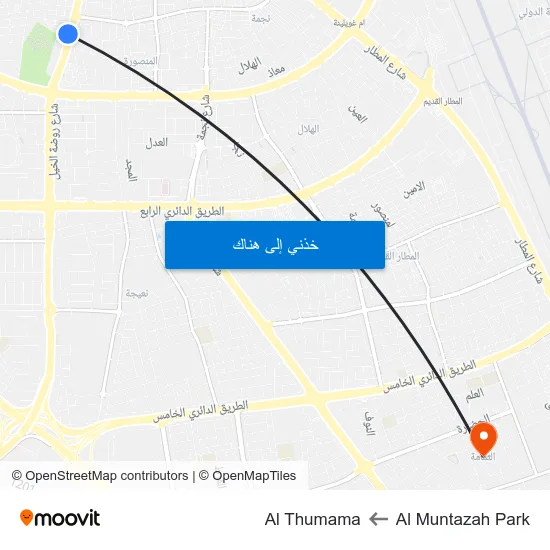 Al Muntazah Park to Al Thumama map