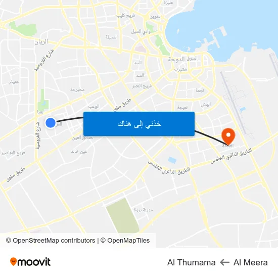 Al Meera to Al Thumama map