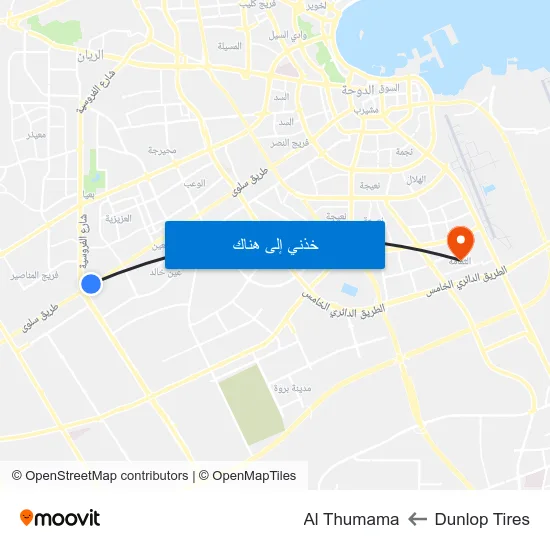 Dunlop Tires to Al Thumama map