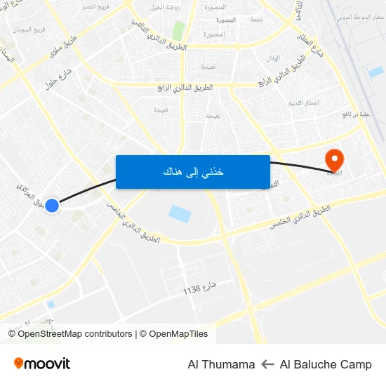 Al Baluche Camp to Al Thumama map