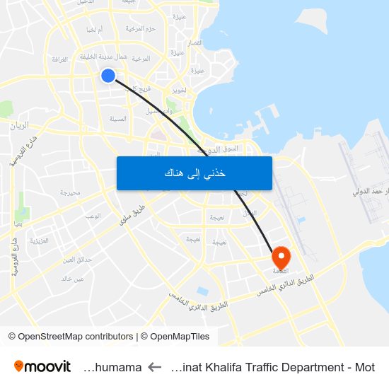 Madinat Khalifa Traffic Department - Mot to Al Thumama map