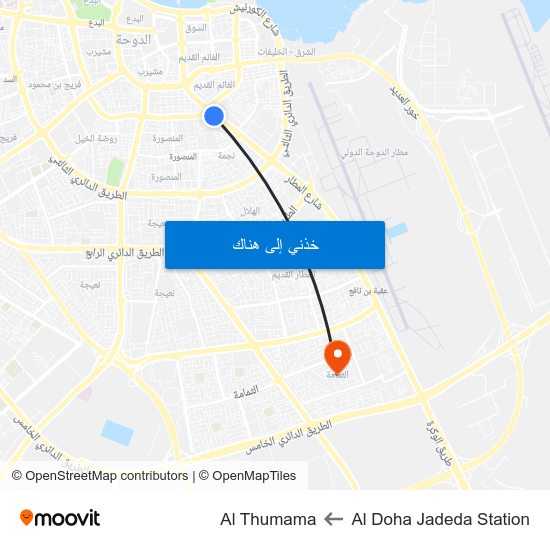 Al Doha Jadeda Station to Al Thumama map