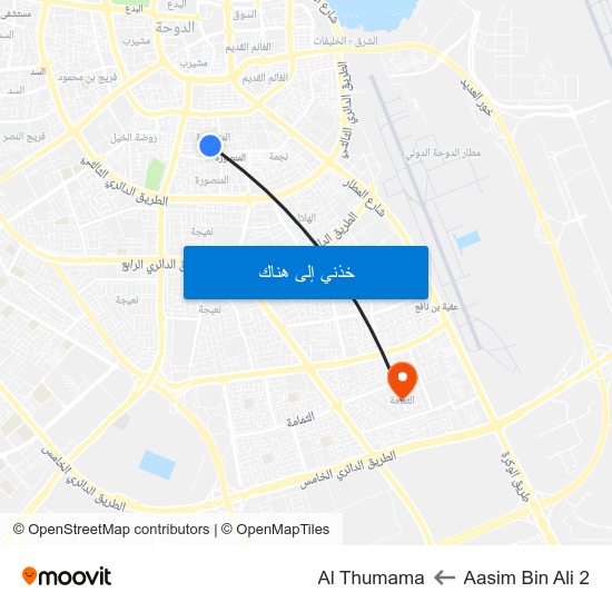 Aasim Bin Ali 2 to Al Thumama map