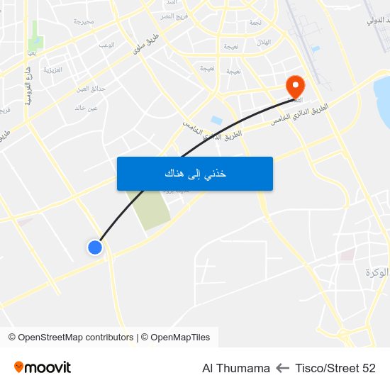 Tisco/Street 52 to Al Thumama map