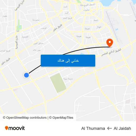 Al Jaidah to Al Thumama map