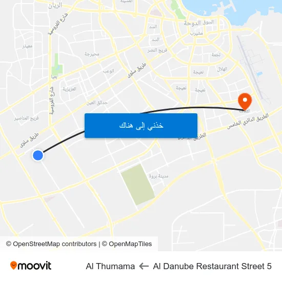 Al Danube Restaurant Street 5 to Al Thumama map
