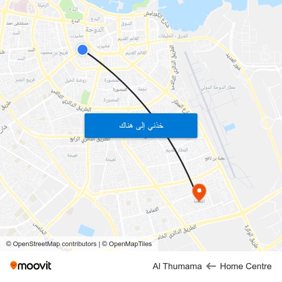 Home Centre to Al Thumama map