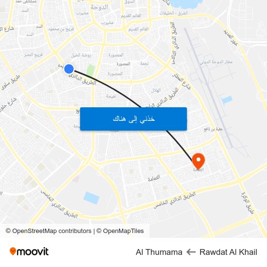 Rawdat Al Khail to Al Thumama map