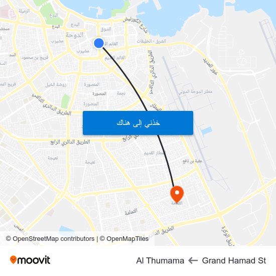 Grand Hamad St to Al Thumama map